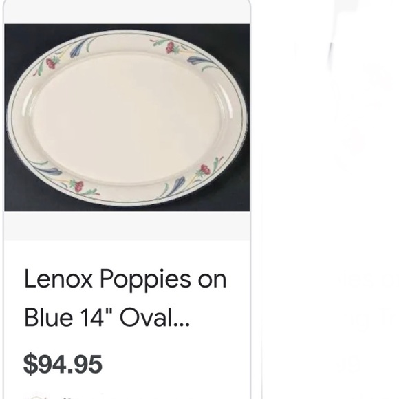 NWOT Lenox Chinastone Poppies on Blue 14" Oval Serving Platter - Picture 5 of 5